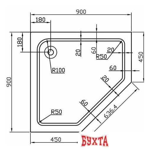 Душевой поддон Vincea VST-2AP-9090 90 см 3