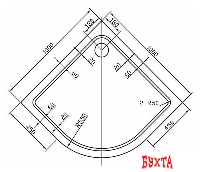 Душевой поддон Vincea VST-2AQ-1010 100 см 3