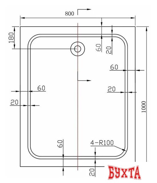 Душевой поддон Vincea VST-2AR-8010 100x80 см 3