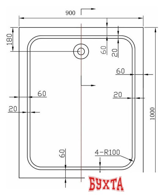 Душевой поддон Vincea VST-2AR-9010 100x90 см 3