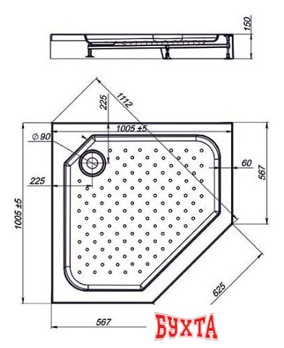 Душевой поддон Vincea VST-3AP-1010 100x100 2