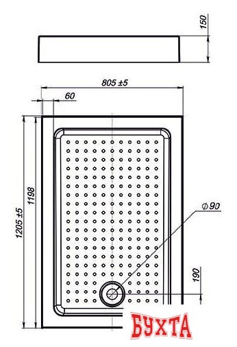 Душевой поддон Vincea VST-3AR-8012 120x80 2