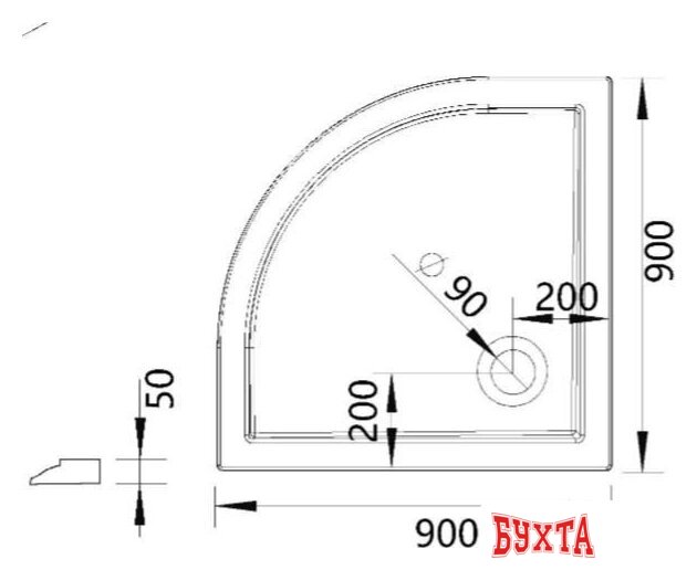Душевой поддон Vincea VST-5AQ-9090 90x90 5