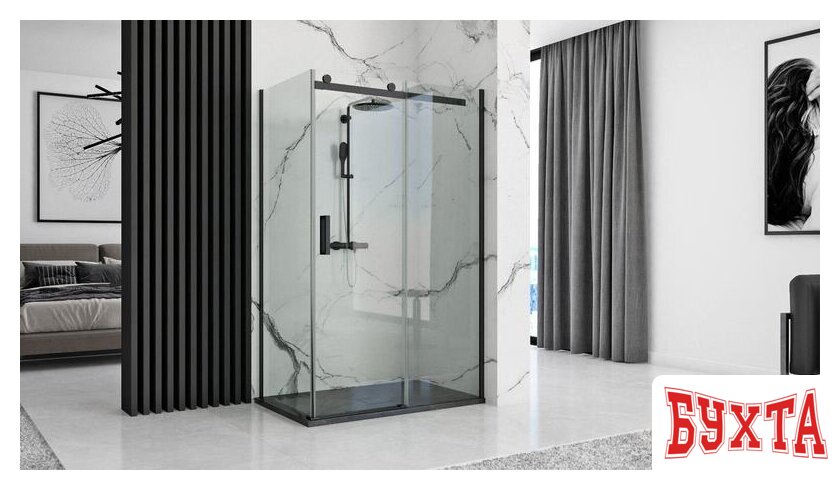 Душевой поддон Rea Stone 100x80 (черный) 2