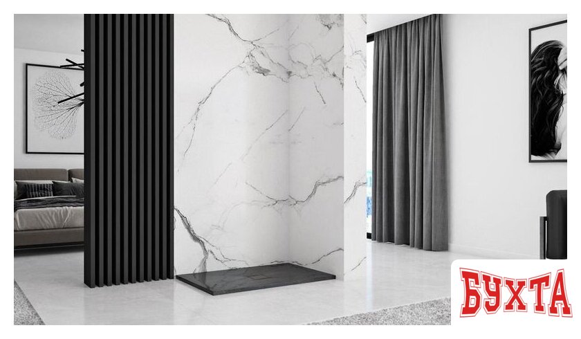 Душевой поддон Rea Stone 100x80 (черный) 3