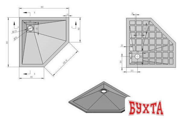 Душевой поддон Vincea VST-4SP9090C 90x90 2