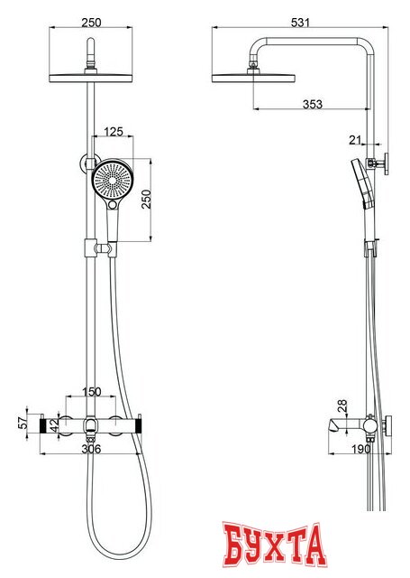 Душевая система Vincea Rim VSFS-2RM1GM 4