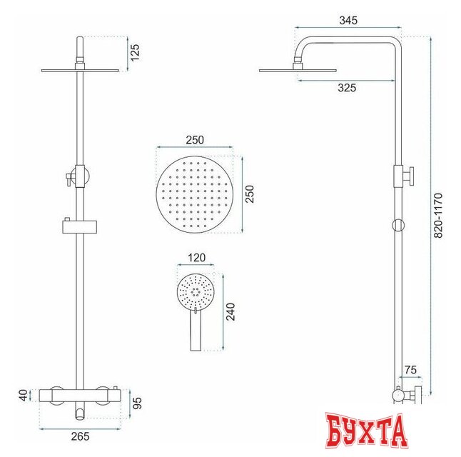 Душевая система Rea Lungo REA-P4113 (черный) 4