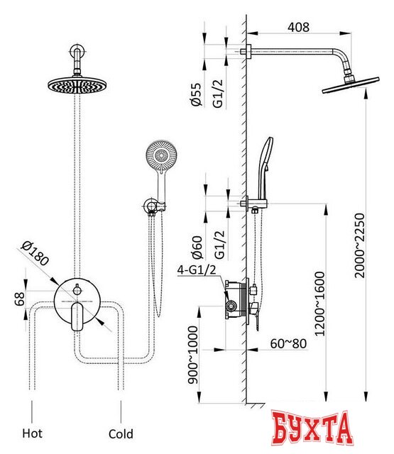 Душевая система Vincea Esse VSFW-1E1MB 3
