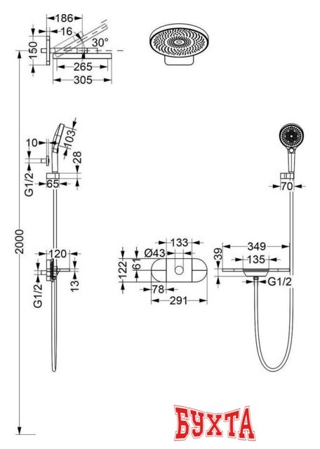 Душевая система Vincea Futura VSFW-2F12TCH 3