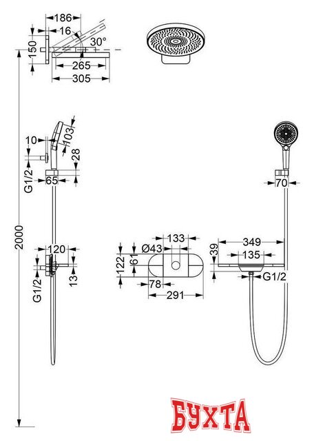 Душевая система Vincea Futura VSFW-2F12TMB 3