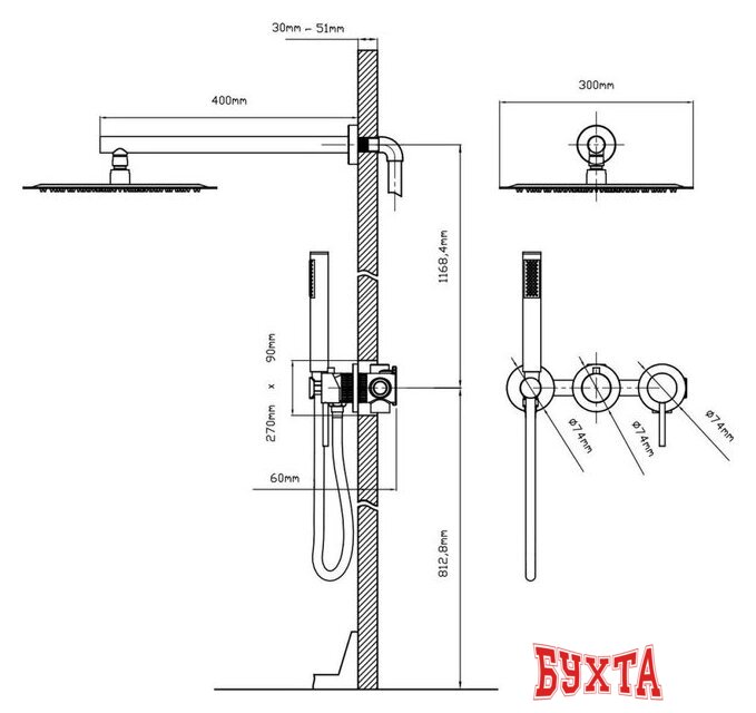 Душевая система Vincea Groove VSFW-4G01BN 3