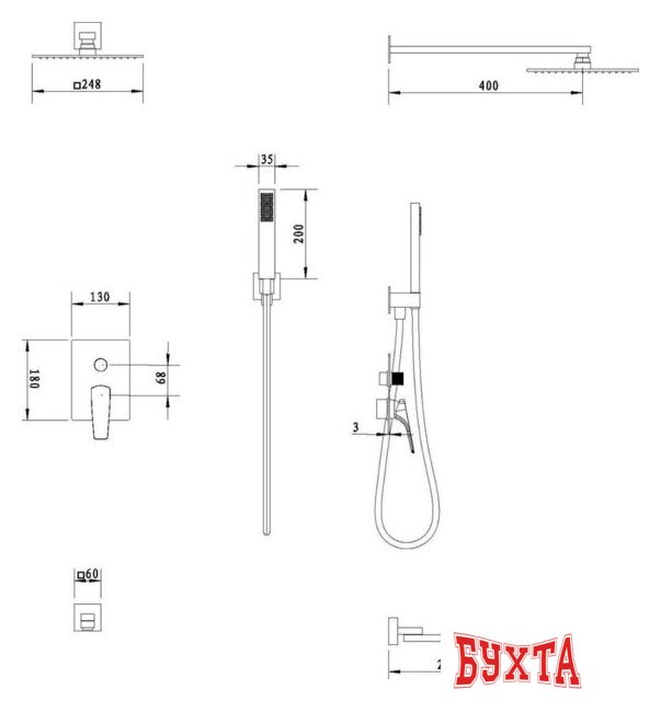 Душевая система Vincea Puro VSFW-5P1CH 4