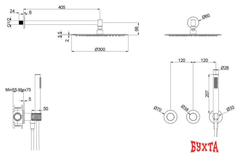 Душевая система Vincea Aura VSFW-6AU1CH 5
