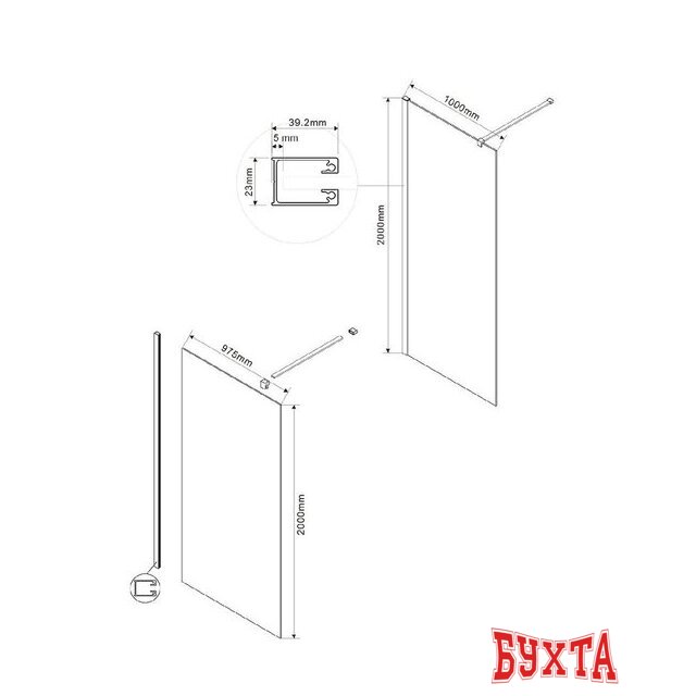 Душевая стенка Vincea Walk-In VSW-1H100CG (хром/тонированное) 3
