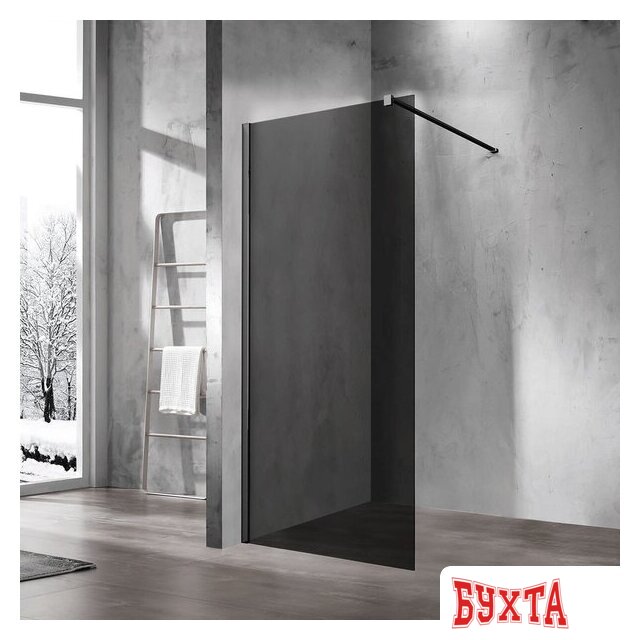 Душевая стенка Vincea Walk-In VSW-1H100CGB (матовый черный/тонированное) 1