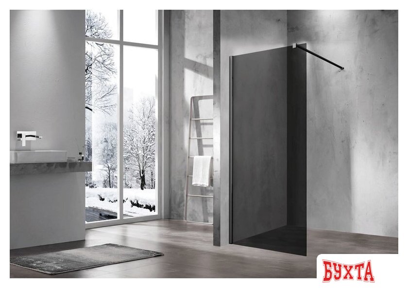 Душевая стенка Vincea Walk-In VSW-1H100CGB (матовый черный/тонированное) 2