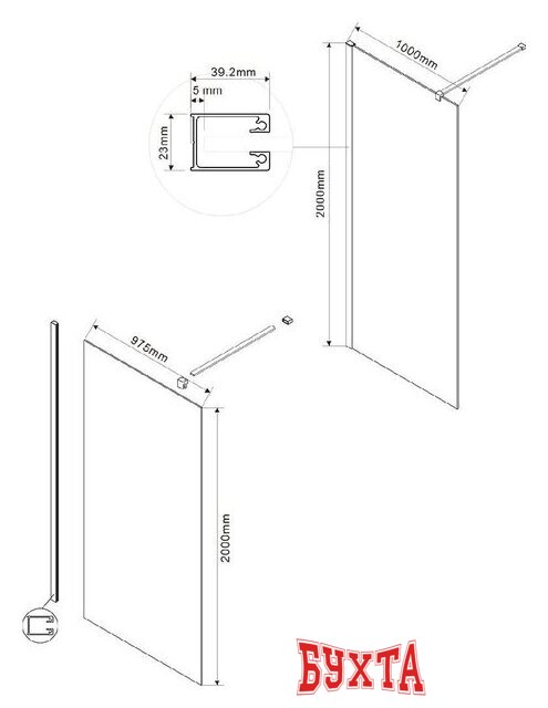 Душевая стенка Vincea Walk-In VSW-1H100MRG 3