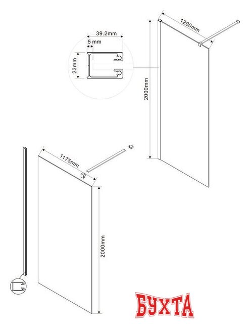 Душевая стенка Vincea Walk-In VSW-1H120CLG 2