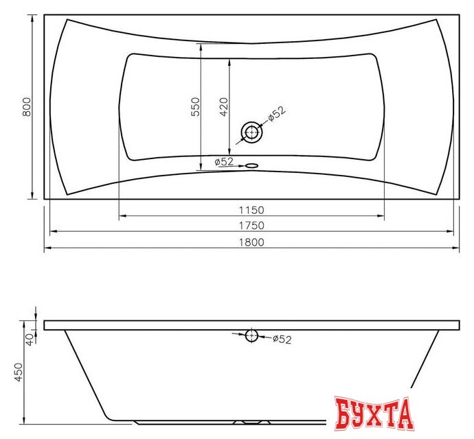 Ванна Lavinia Boho Evan 180x80 37110180 3