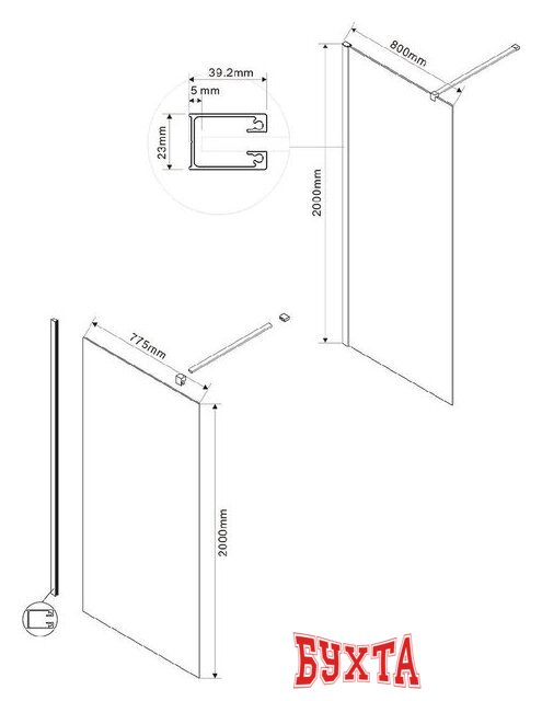 Душевая стенка Vincea Walk-In VSW-1H800CGGM 3