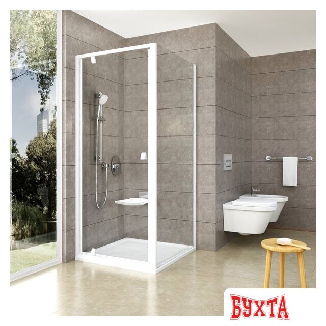 Душевой уголок Ravak Pivot PDOP1+PPS 80x90 (белый+белый/прозрачное) 2
