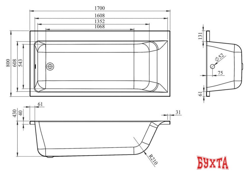 Ванна Lavinia Boho Catani 170х80 371217PL 3