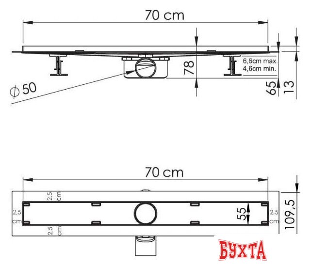Трап/канал Vincea Almira Jasmin SAY.605.70.P.BUKLE 70 2