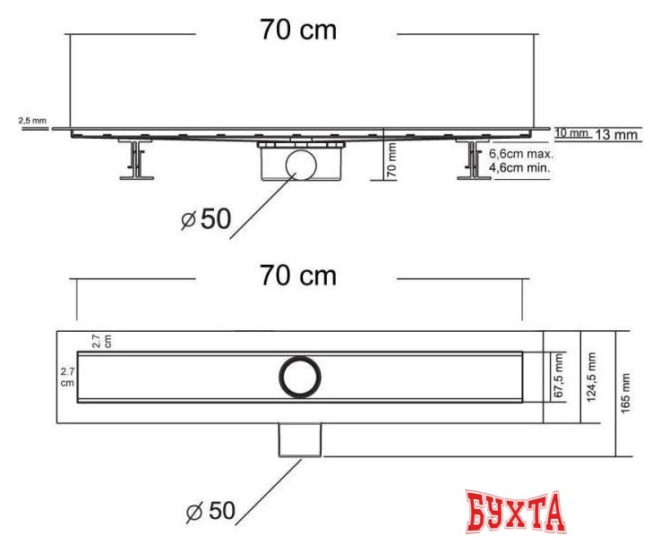 Трап/канал Vincea Optima SAY.601.70.P.DUZ 70 2