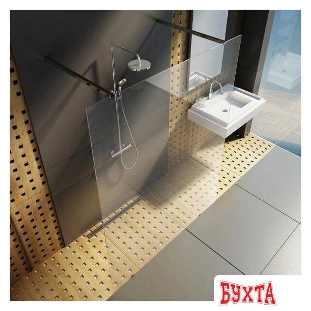 Душевой уголок Ravak Walk-In Free 120 (черный/прозрачное) 3