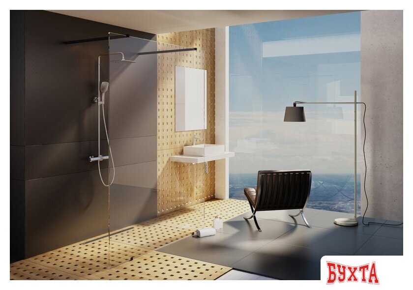 Душевой уголок Ravak Walk-In Free 120 (черный/прозрачное) 4