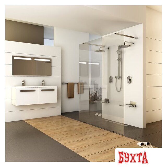 Душевой уголок Ravak Walk-In Free 120 (черный/прозрачное) 5