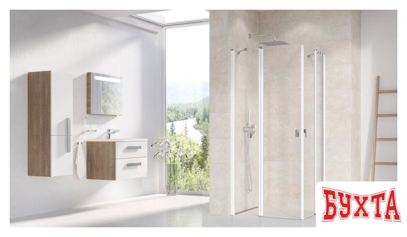 Душевой уголок Ravak Chrome CRV2+CRV2 120x120 (прозрачный/белый) 2