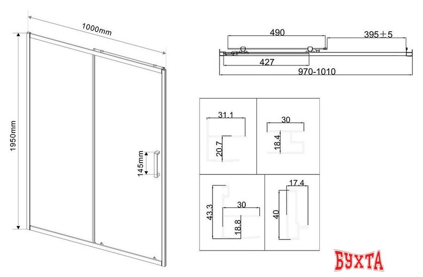 Душевая дверь Vincea City VDS-5CT100MT 4