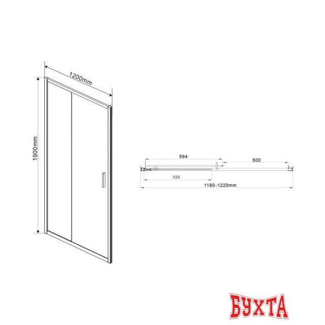 Душевая дверь Vincea Garda VDS-1G120CGB (черный/тонированное) 5