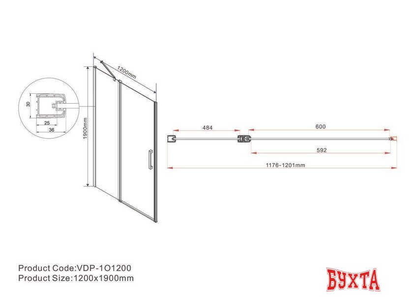 Душевая дверь Vincea Orta VPP-1O120CL (хром/прозрачное) 3