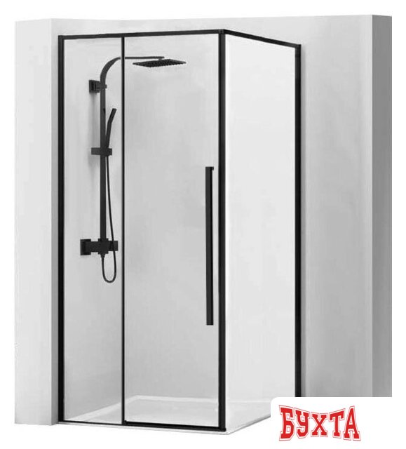 Душевой уголок Rea Solar 90x90 (черный/прозрачное стекло)