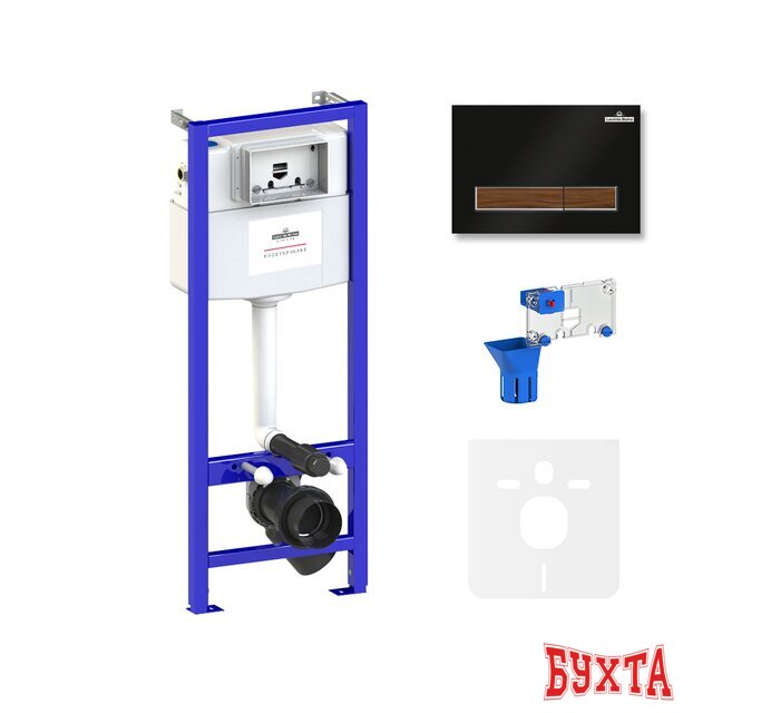 Инсталляция для унитаза Lavinia Boho Relfix 5 в 1 77010046 (матовый черный/темное дерево пластик) 1