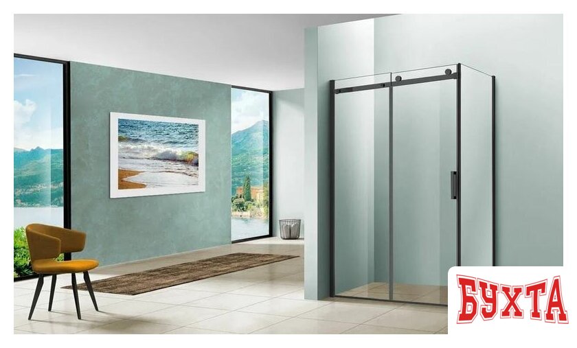 Душевой уголок Vincea Lugano VSR-1L9012CLB-1 (черный/прозрачное) 2