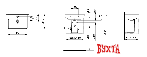 Умывальник Laufen PRO S 815961 45x34 4
