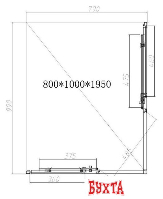 Душевой уголок Vincea Slim-N VSS-4SN8010CL 4