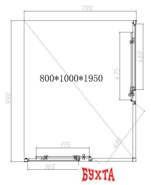 Душевой уголок Vincea Slim-N VSS-4SN8010CLG 5
