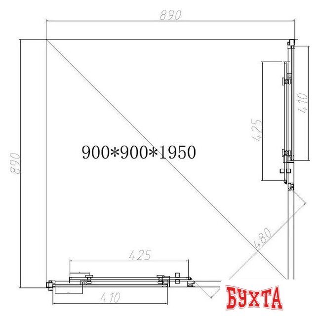 Душевой уголок Vincea Slim-N VSS-4SN900CGB 4