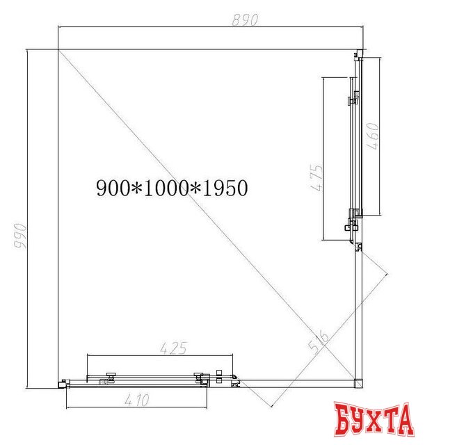 Душевой уголок Vincea Slim-N VSS-4SN9010CLB 4