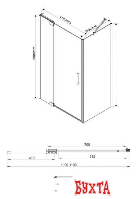Душевой уголок Vincea Extra VSR-1E101110CL (хром/прозрачное) 5