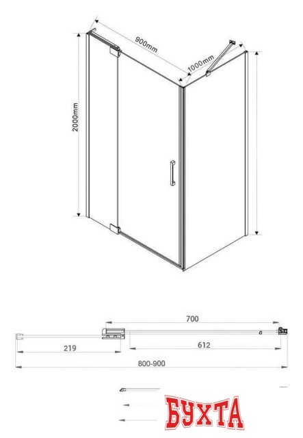Душевой уголок Vincea Extra VSR-1E809010CL (хром/прозрачное) 5