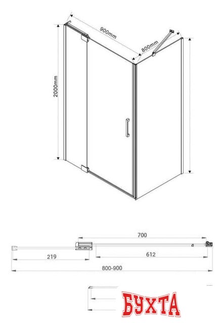 Душевой уголок Vincea Extra VSR-1E809080CL (хром/прозрачное) 5