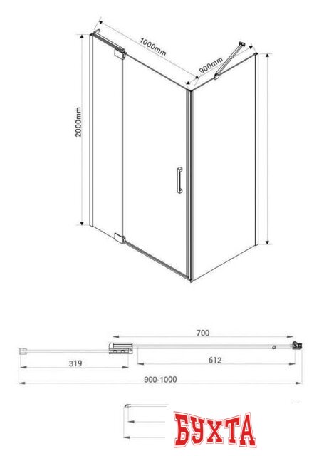 Душевой уголок Vincea Extra VSR-1E901090CL (хром/прозрачное) 5