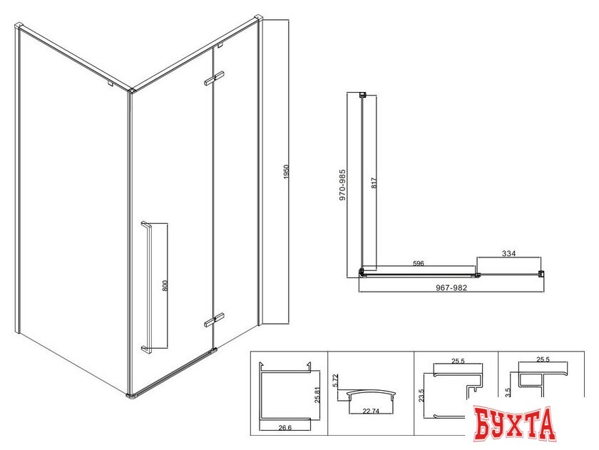 Душевой уголок Vincea Slim-N VSR-5SN1010CL 2