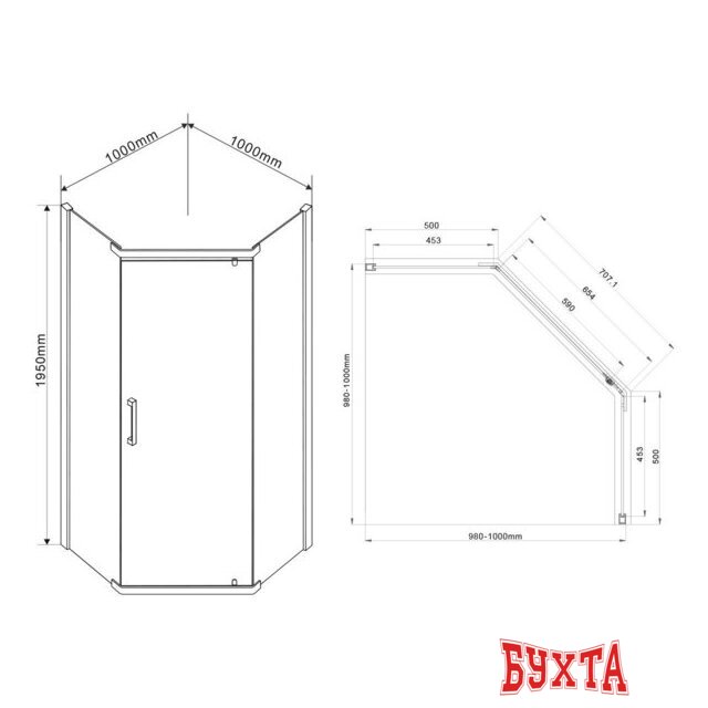 Душевой уголок Vincea Stresa VSP-1S100CLB (черный/прозрачное) 3